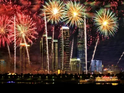 Orange Island Fireworks Setting off Square